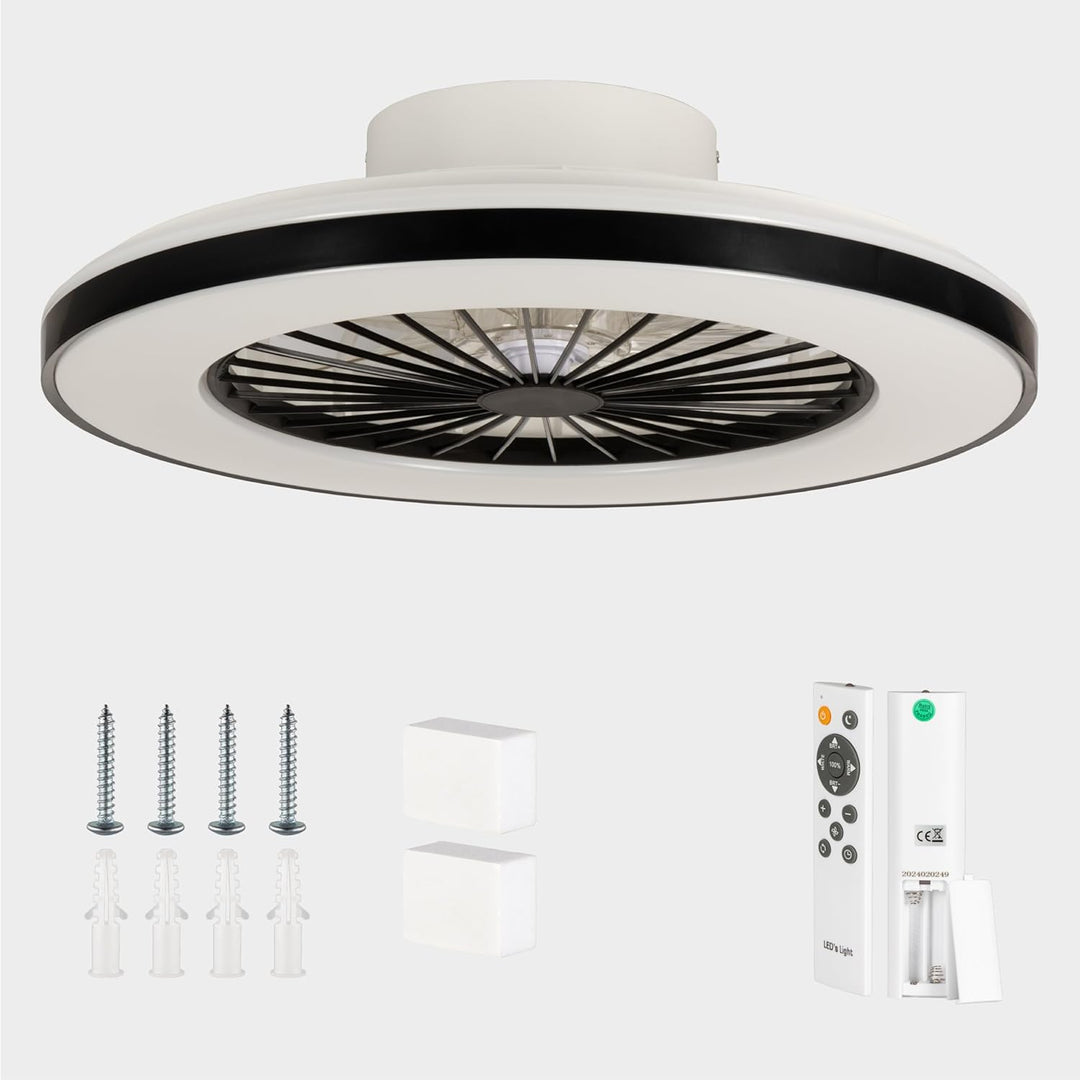 Proventa Deckenventilator mit Beleuchtung 45W - Ø 48cm, dimmbare LED Deckenleuchte mit Ventilator, w