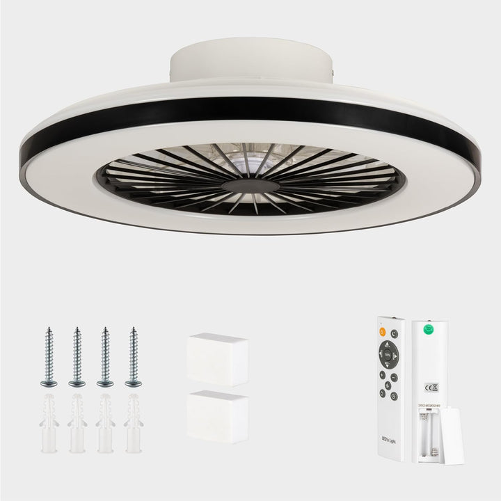 Proventa Deckenventilator mit Beleuchtung 45W - Ø 48cm, dimmbare LED Deckenleuchte mit Ventilator, w