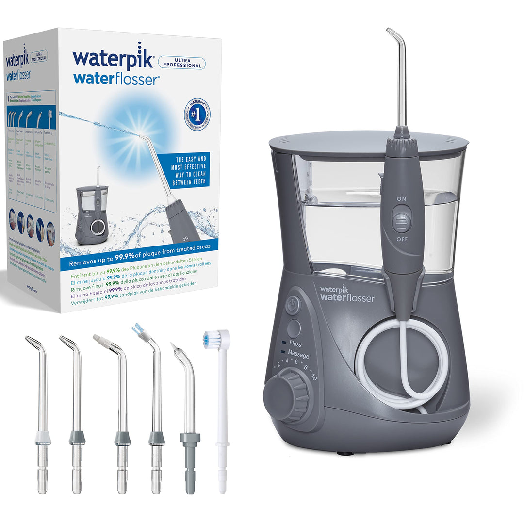 Waterpik Ultra Professional Waterflosser feststehende Munddusche mit 7 Aufsätzen, Druckbereich von 0
