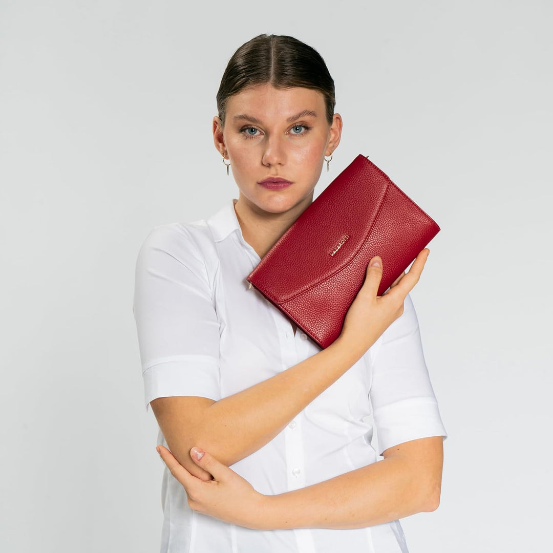 Lazarotti Bologna Leder Handtasche Damen | abnehm- & längenverstellbarer Schulterriemen | mittelgros