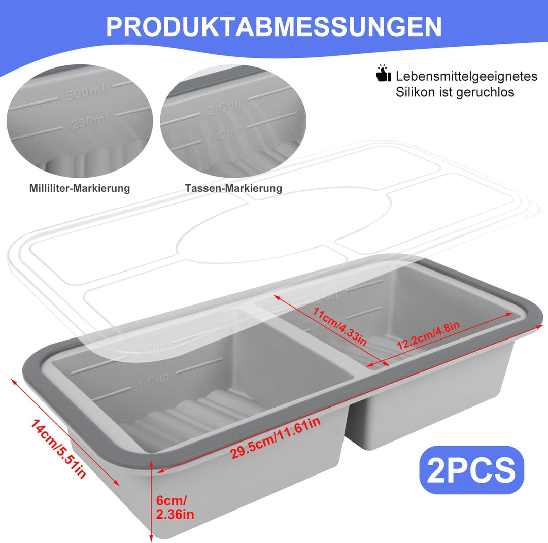 Gefrierbehälter Suppen Einfrieren Behälter Grosse Eiswürfelform 2Stk Silikon Eiswürfelform Mit Decke