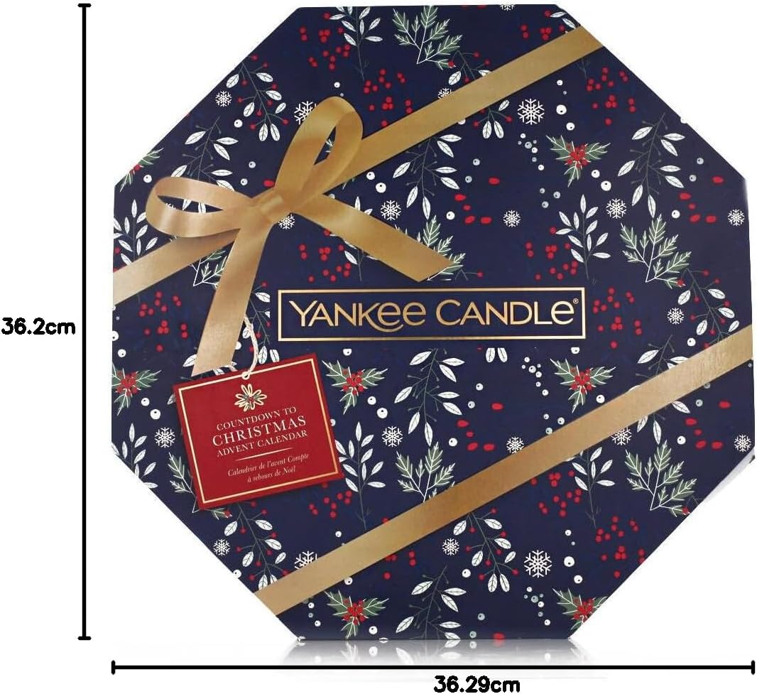 Yankee Candle Kranz-Adventskalender | Weihnachtsduftkerzen Geschenkset | 24 Teelichter & 1 Glas-Kerz