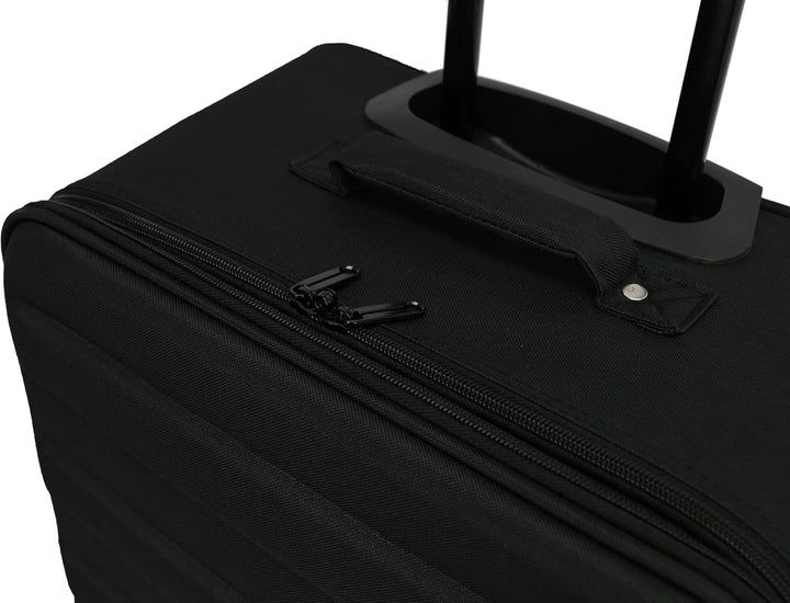 SIGN Stoffkoffer Reisekoffer Trolley (Handgepäck-Mittel-Gross-Set) + 5cm Dehnungsfuge (Schwarz, Gros