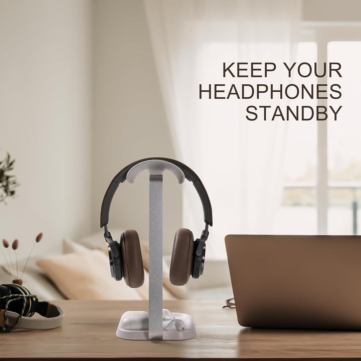Kopfhörer Ständer, Gebogener Headset Halterung mit Ablagefach, Schwere Basis Gaming Kopfhörer Halter