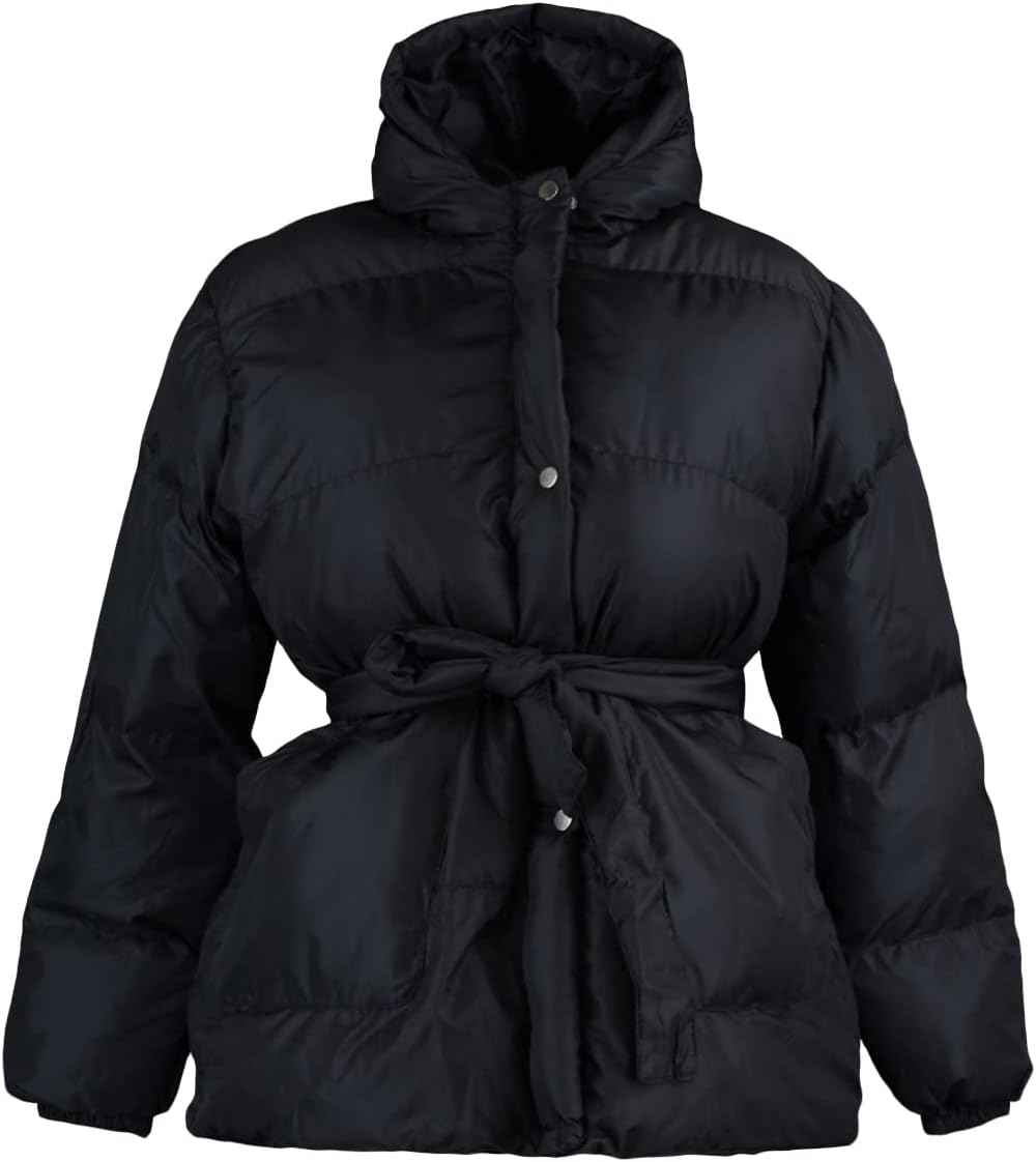 TRENDYOL Damen Slim Puffer Plain Webstoff Grössen in Winterjacke Coat 42 Grosse Grössen Schwarz, 42