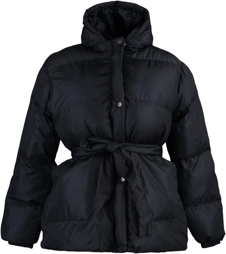 TRENDYOL Damen Slim Puffer Plain Webstoff Grössen in Winterjacke Coat 42 Grosse Grössen Schwarz, 42