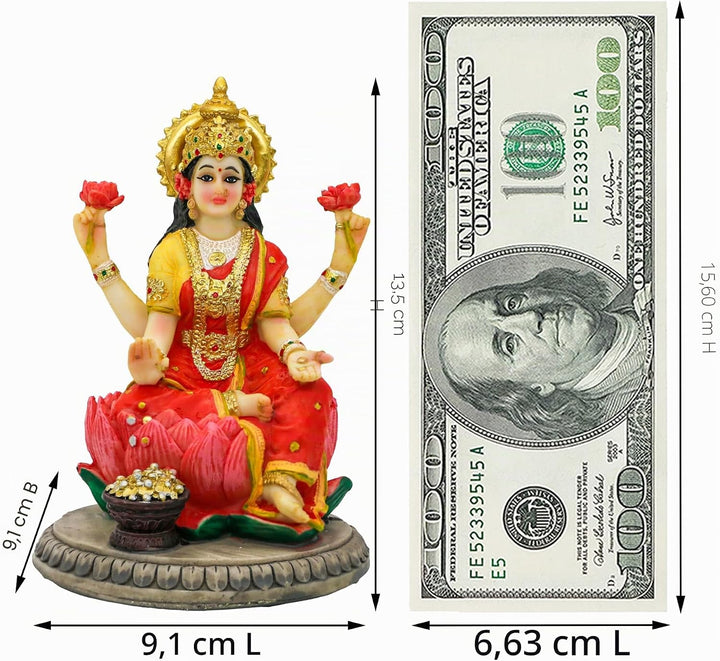 Indische Göttin Lakshmi Statue Figur – 13 cm H Lakshmi Idols Statue Murti Laxmi Staue Home Office Te