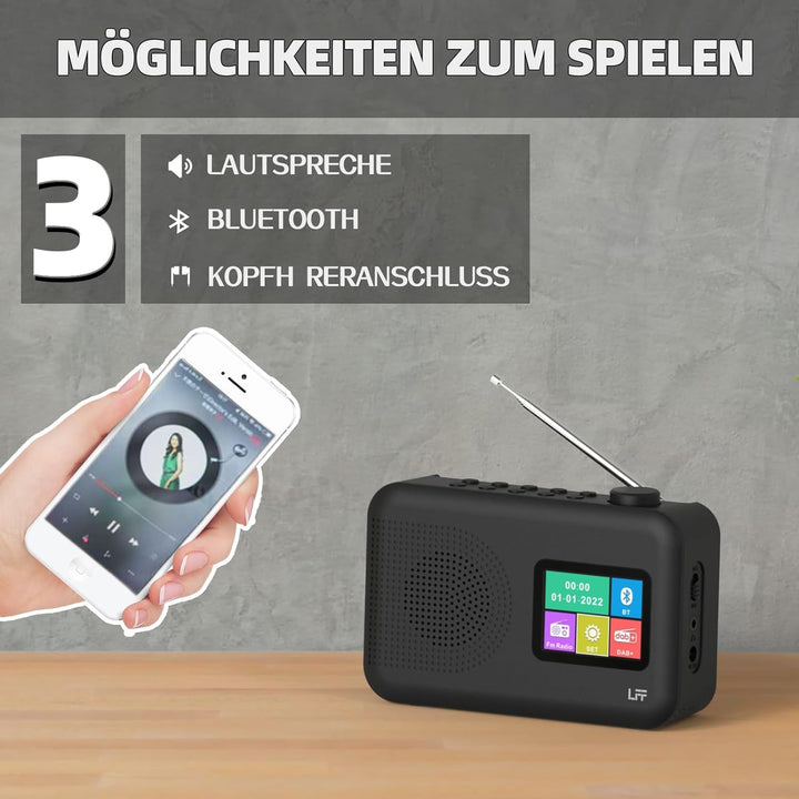 Dab Radio, LFF DAB Digitalradio, Radio Klein UKW-Digitalradio, DAB Plus Radio, Küchenradio mit Kabel