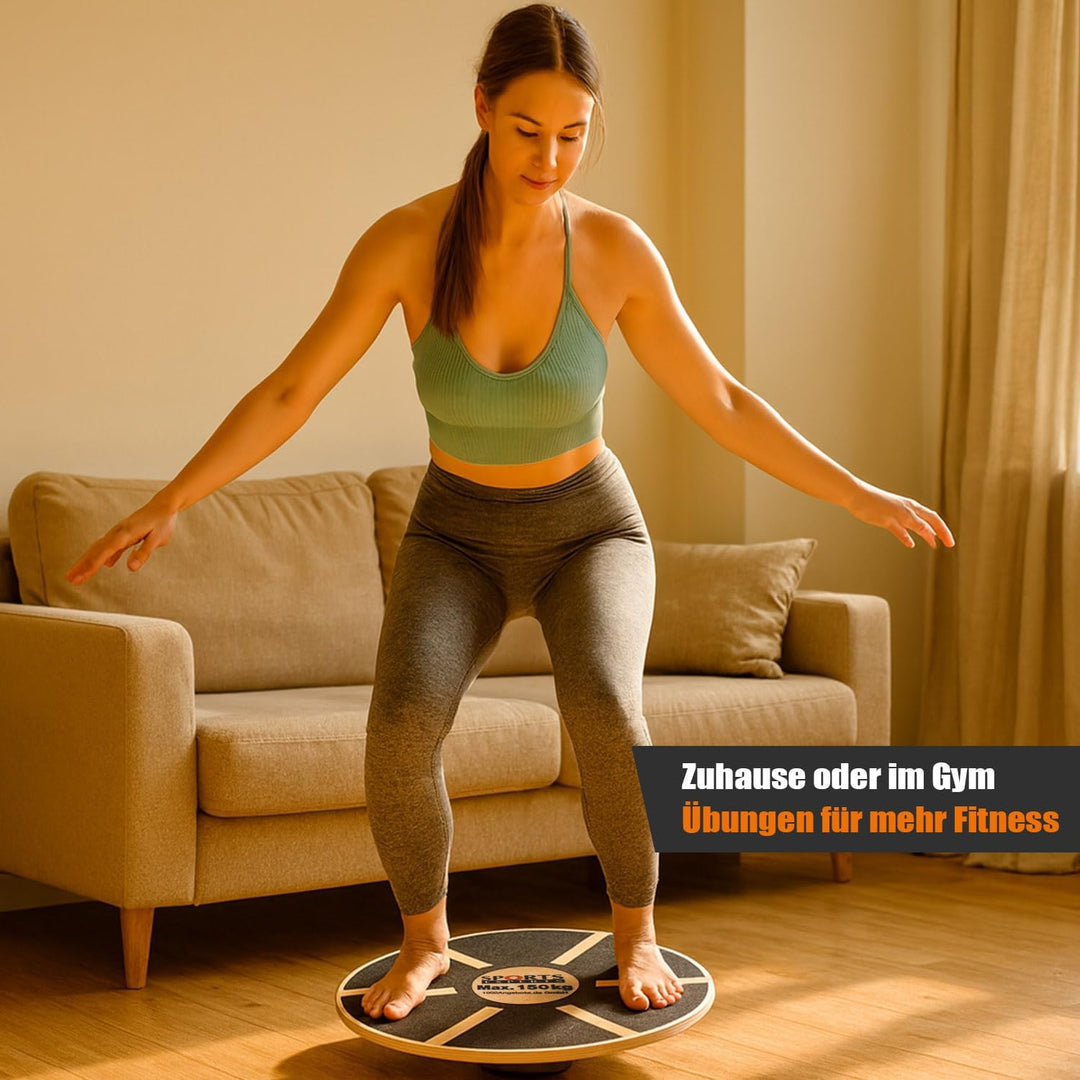 Balance Board aus Holz Ø 39,5 cm Gleichgewichtstrainer für Erwachsene Balancebrett Fitness Brett Zuh