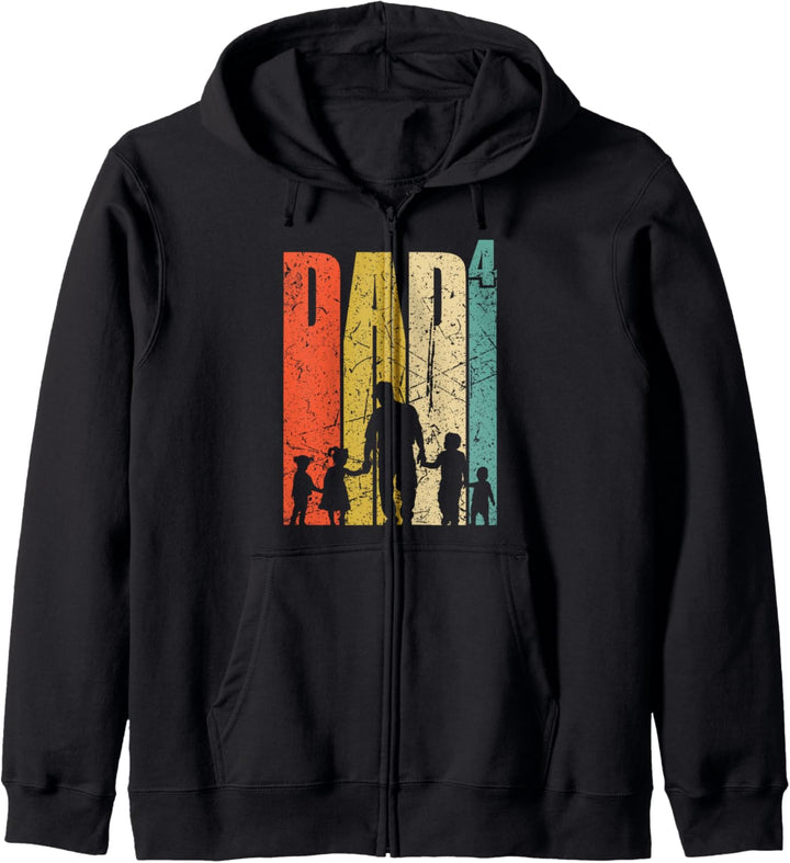 Dad hoch 4 Papa 4 Kinder vierfacher Vater werden Kapuzenjacke