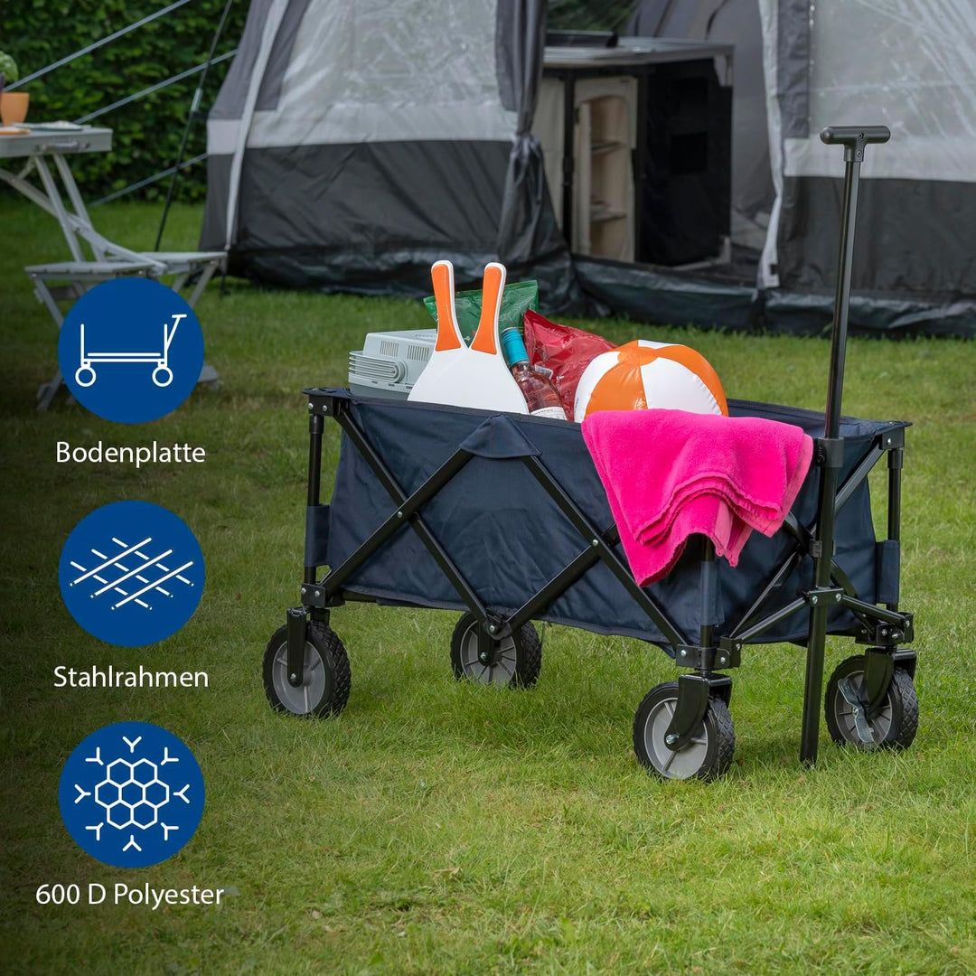 Campart HC-0910 klappbarer Strandwagen/ Bollerwagen - 70 Kilogramm Belastbarkeit - Blau mit Tasche D