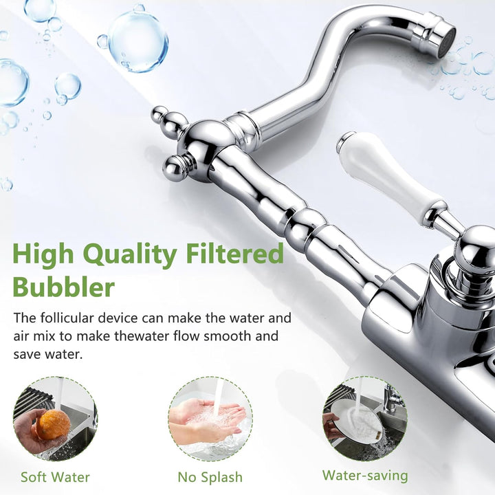 Wasserhahn Küche Retro, Küchenarmatur 360° Drehbar, Mischbatterie mit Einhebelmischer für Bad/Küche,