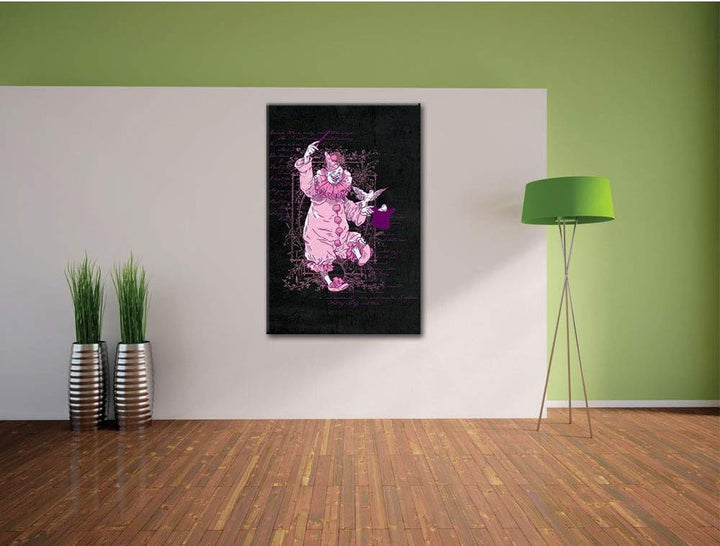 Dark Clown black Leinwandbild Bild auf Leinwand, XXL riesige Bilder fertig gerahmt mit Keilrahmen, K