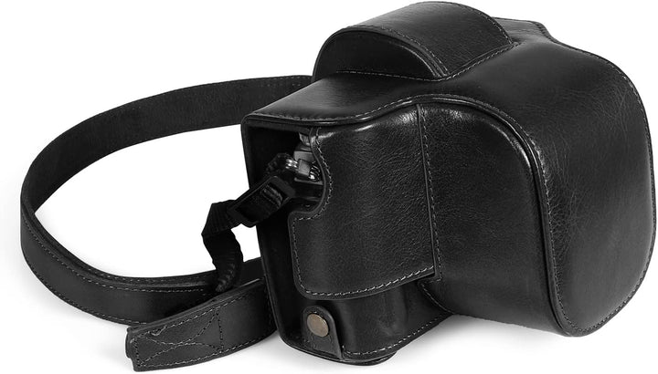 MegaGear Ever Ready Echtleder-Kameratasche kompatibel mit Nikon Z fc (16-50 mm) (Black), MG2010, Sch