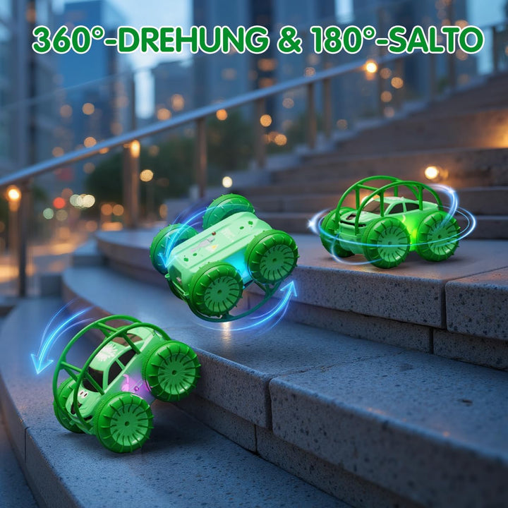 Direktladung Ferngesteuertes Auto Amphibisches mit USB-C, LED-Licht, 360° Stunt Flip,15 km/h 4WD für