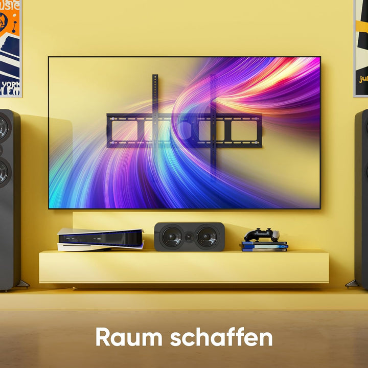 ONKRON Feste TV Wandhalterung für grosse 55-100 Zoll TVs bis zu 75 kg, Ultra Slim TV Wandhalterung F