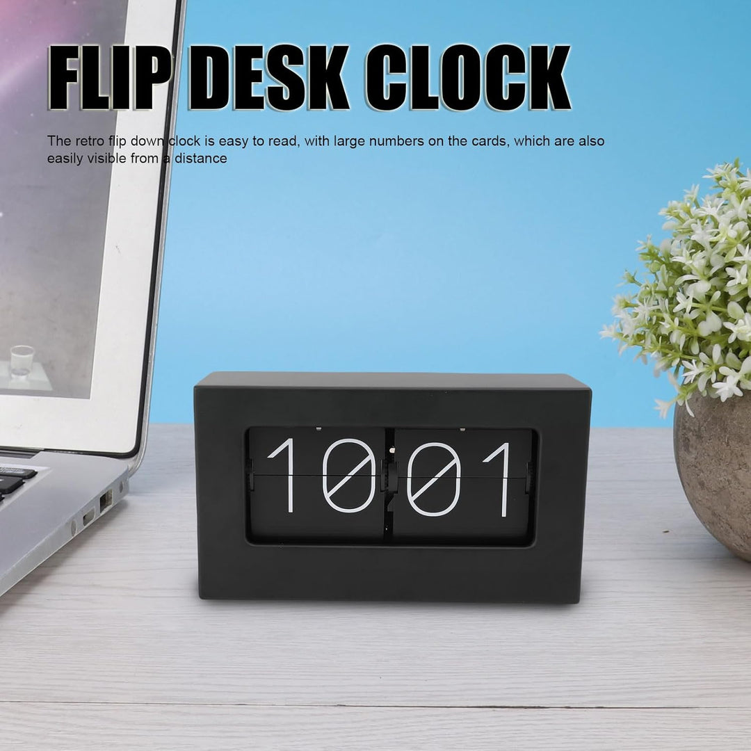 Greensen Retro Style Flip Clock, Mechanische Seitenwechsel-Desktop-Uhr mit Edelstahlbasis für Wohnzi
