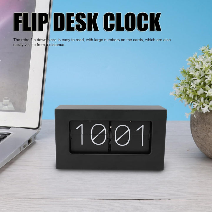 Greensen Retro Style Flip Clock, Mechanische Seitenwechsel-Desktop-Uhr mit Edelstahlbasis für Wohnzi