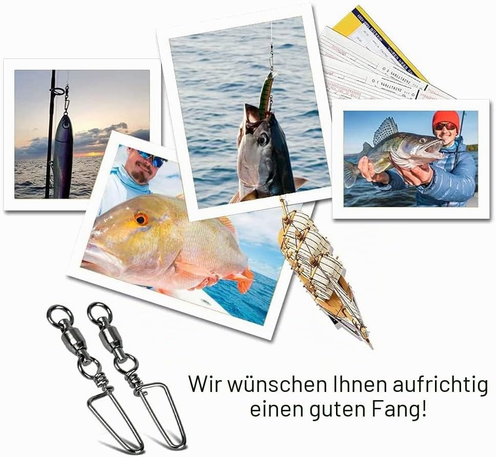 9Tong Kugellager Wirbel mit Coastlock Snap, Edelstahl geschweisster Ring für Angeln Salzwasser Stand