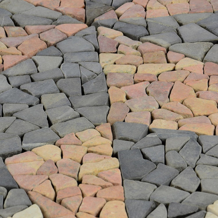 Divero Fliesen Rosone Blume Sonne Windrose Naturstein Mosaik Marmor dekorativ Creme-grau-rosé 120x12