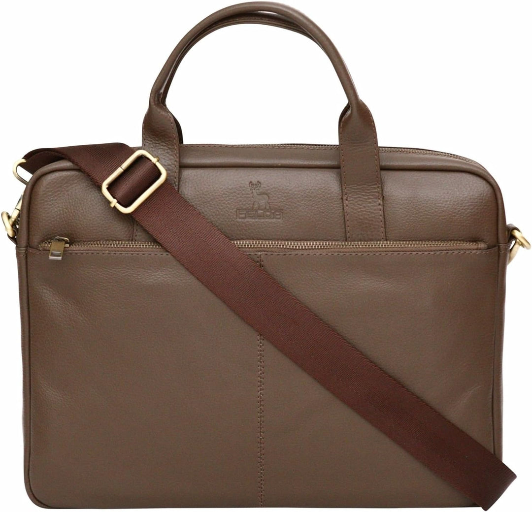 Aktentasche aus gekrispeltem Echtleder - Weiche Business-Tasche mit Zwei Griffen für Laptops bis 15.
