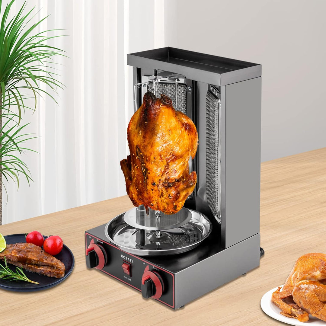 Dönergrill, 3000W Gas-Vertikal Drehspiess Grill, Gyros Grill mit 2 Brennern, Dönergrill für Zuhause,