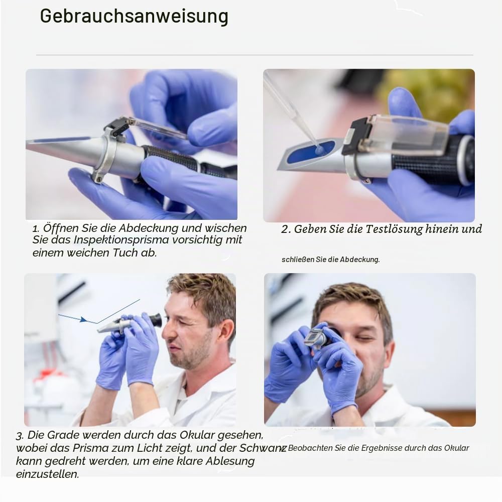 Logic Box Sucrose-Refraktometer für Honigfeuchtigkeit, Brix und Baume, 3-in-1-Anwendungen, 58-90% Br