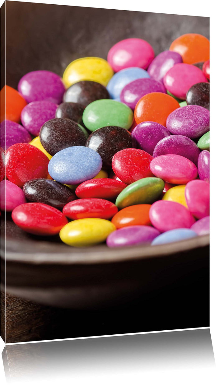 Pixxprint Schokolade Smarties Süssigkeiten als Leinwandbild/Grösse: 100x70 / Wandbild/Kunstdruck/fer