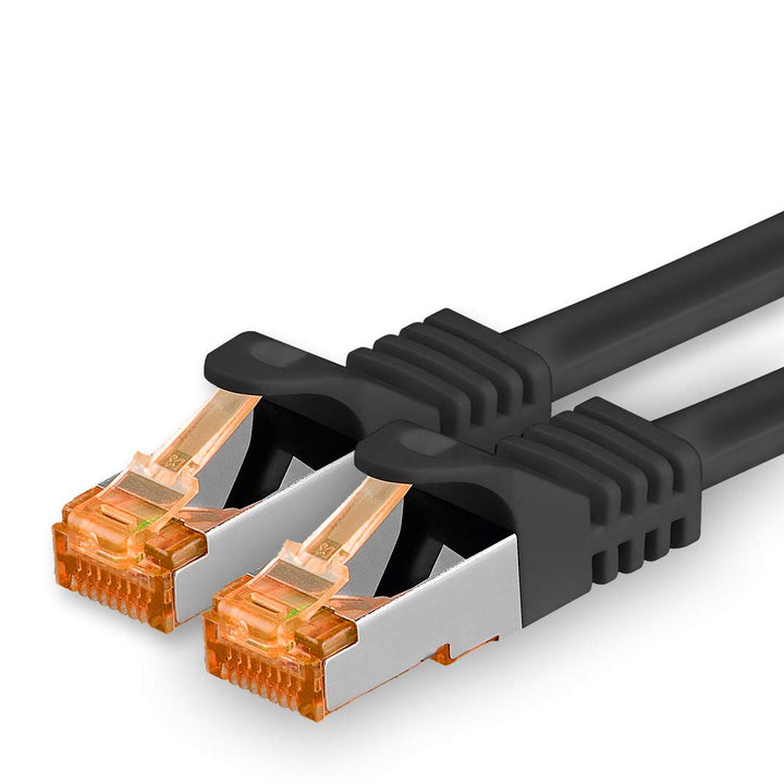 1aTTack.de 30m - Cat.7 Netzwerkkabel Schwarz - 1 Stück Gigabit Ethernet LAN Kabel 10000 Mbit s Patch