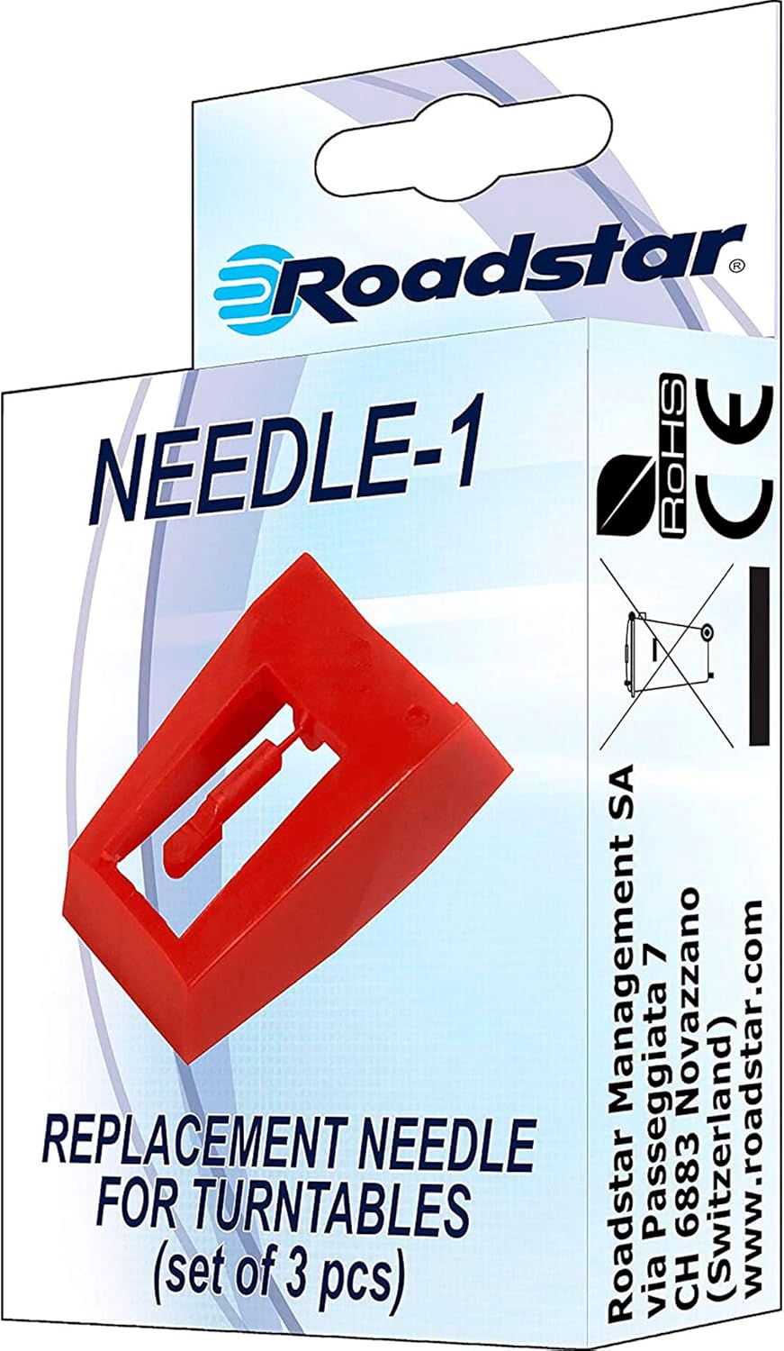 Roadstar 3 Stück Plattenspieler Nadel Ersatznadel, Ersatz-Diamantspitz Nadel 33 45 und 78 U/min Scha