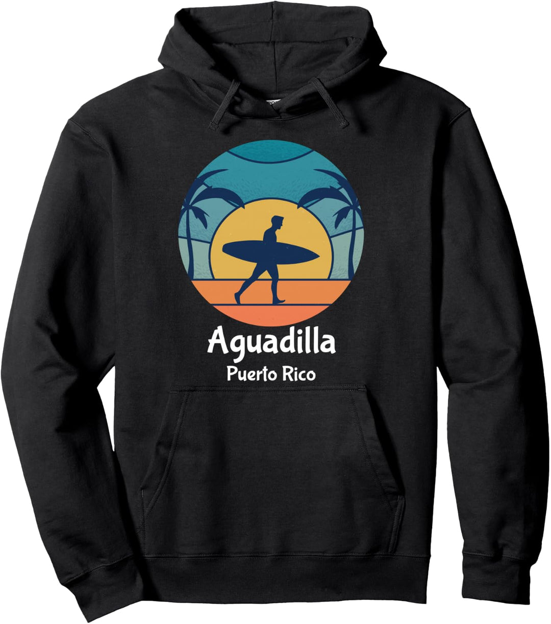 Aguadilla Puerto Rico Surfen Surfer Vintage Sonnenuntergang Pullover Hoodie