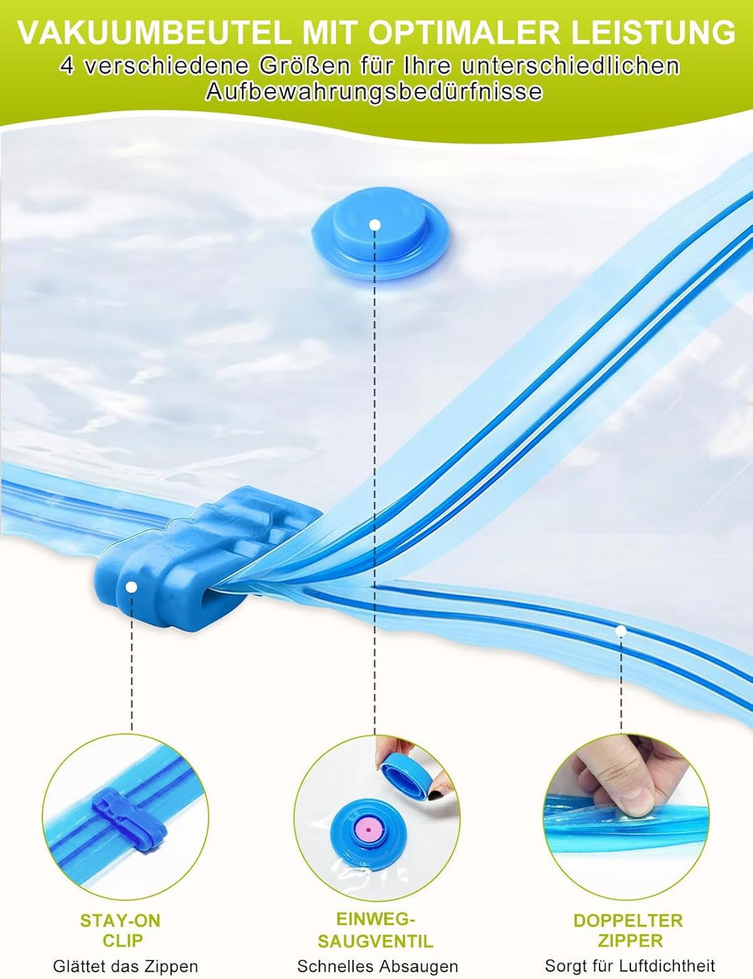 Vakuumbeutel für Kleidung mit Elektrischer Luftpumpe, PARPAT 10 Stück (3 Jumbo 100x80cm &3 Gross 80x