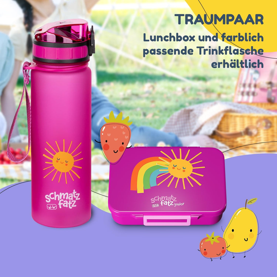 Schmatzfatz Lunchbox, Unterteilte Brotdose Kinder, Lunchbox mit Fächern, Bunte Bento-Box für Schule