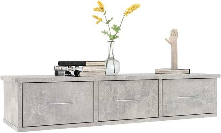 Tidyard TV Wandschrank Wandregal mit Schublade Hängeschrank TV Möbel Holzwerkstoff Betongrau 88x26x1