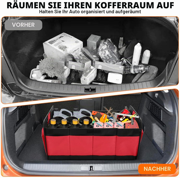Kofferraum Organizer Auto, Faltbare Kofferraumtasche mit Fächern & Tragegriff,Geräumige Aufbewahrung