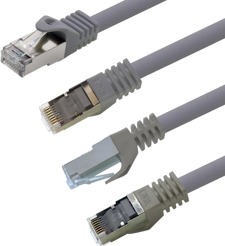 1aTTack.de 10m - grau - 5 Stück CAT.7 Netzwerkkabel Patchkabel SFTP PIMF LSZH Gigabit Lan Kabel 10Gb
