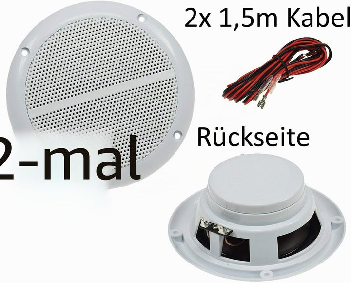 ChiliTec Lautsprecher 6,5" 165mm Wasserfest 100Watt Paar Einbaulautsprecher für Wand & Decke Marine-