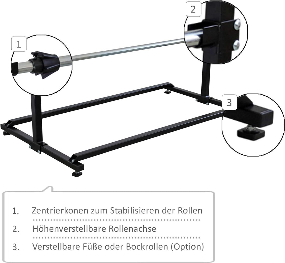 Untertisch Schwerlast - Abrollständer fahrbar mit 1 Achse für Packpapier o. Folie | Breite 1000mm -