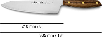 Arcos Serie Nordika - Kochmesser - Edelstahl NITRUM - Klinge 210 mm - Ovengkol Holzgriff 100% natürl