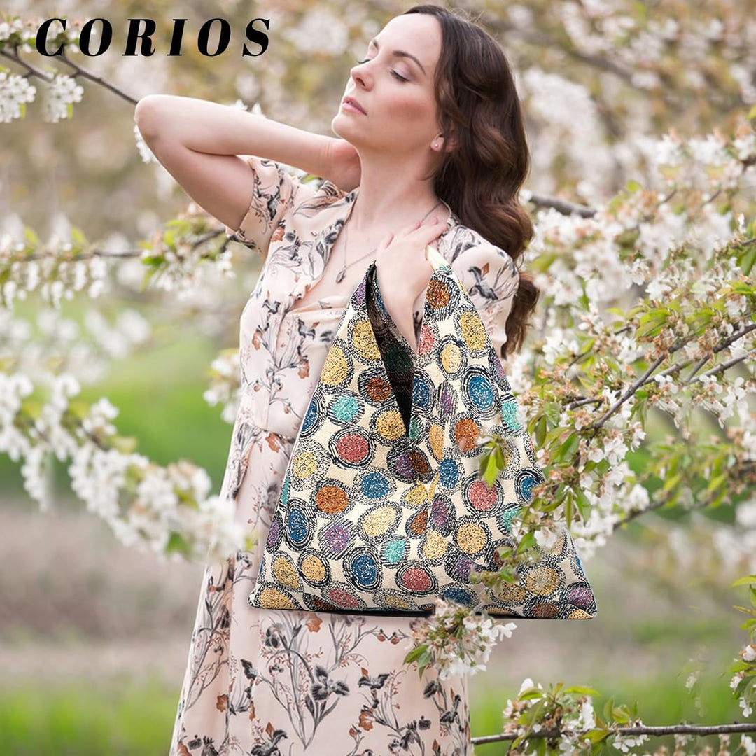 CORIOS Damen Handtasche Canvas Unterarmtasche Ethnischer Stil Schultertasche Böhmische Tote Beutel S