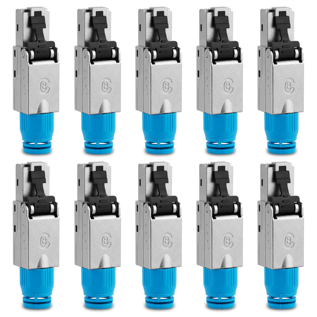 10 Stück Netzwerkstecker CAT 8 werkzeuglos CAT 8.1 RJ45 LAN UTP Kabel Stecker ohne Werkzeug werkzeug