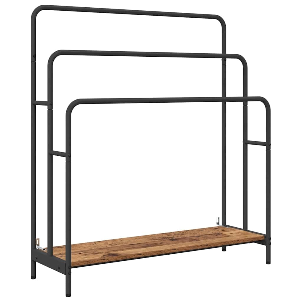 Hothingwell Kleiderständer mit Ablage Antikholz 90 x 30 x 100,5 cm | Robuster Stahlrahmen, schwarze