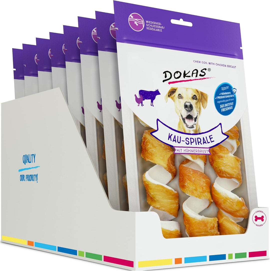 DOKAS Getreidefreier Premium Kausnack für Hunde – Ideal für zwischendurch 8 x 110 g Single, Single