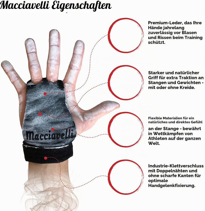 MACCIAVELLI Pull Up Grips, Hand Grips für Calisthenics, Cross Training, Gymnastik, Turnen - Alternat