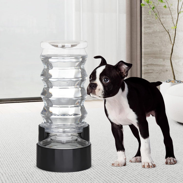 Sfozstra Lagre Schwerkraftspender für Hunde - 8L Schwarz Automatischer Edelstahl Wassernapf Waterer
