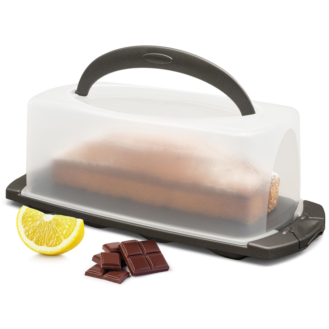 Hausfelder Kuchen Transportbox rechteckig, Kuchenbox für Kastenkuchen, Kuchentransportbox Kastenform