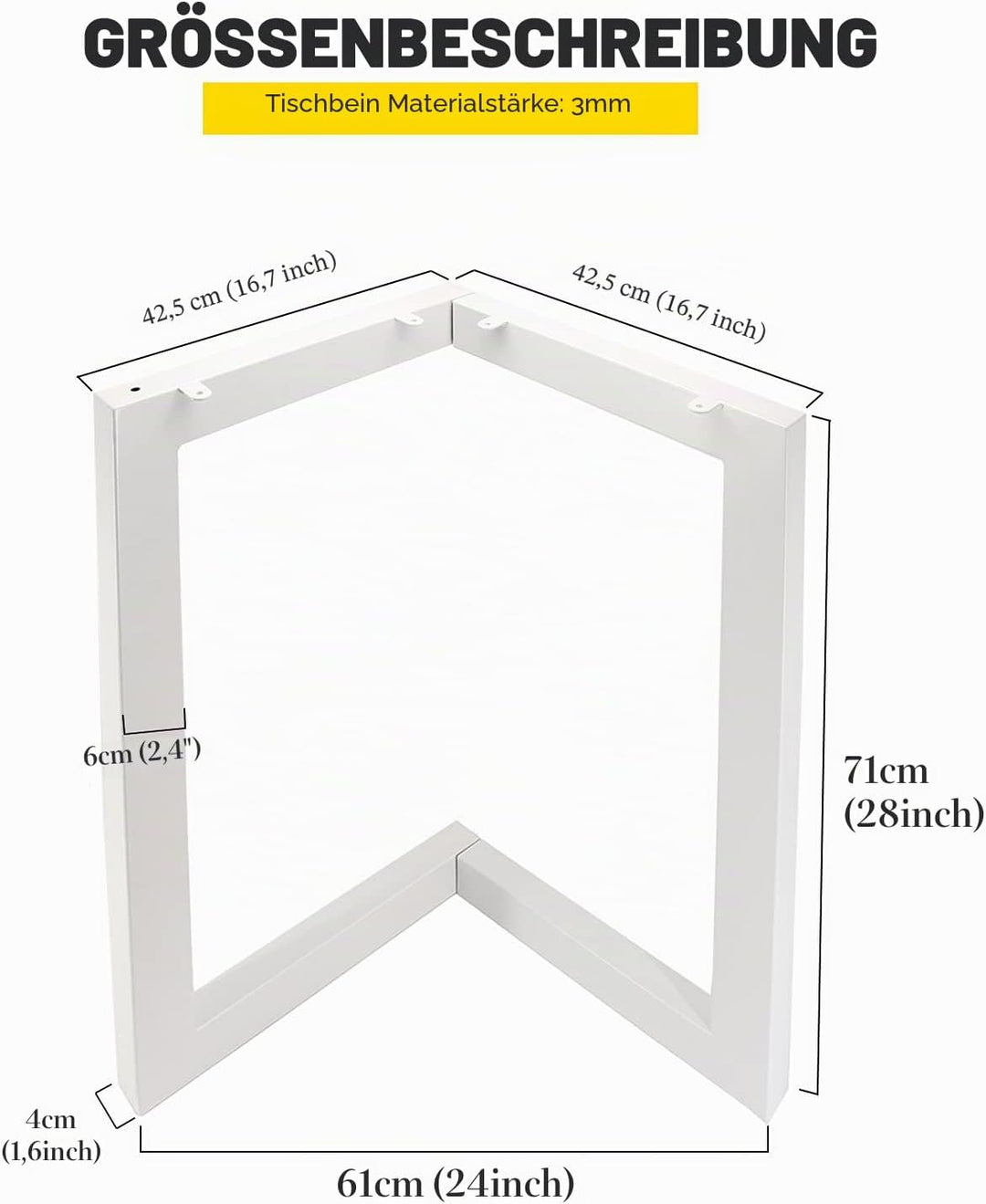 Fimghsoo Tischgestell Metall Tischbeine scandic 2X Tischkufen Industriedesign Möbelbein Haarnadelbei