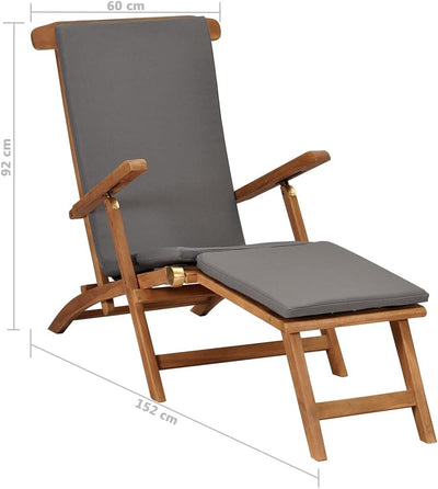 vidaXL Teak Massiv Liegestuhl mit Auflage Klappbar Sonnenliege Gartenliege Deckchair Gartenmöbel Hol