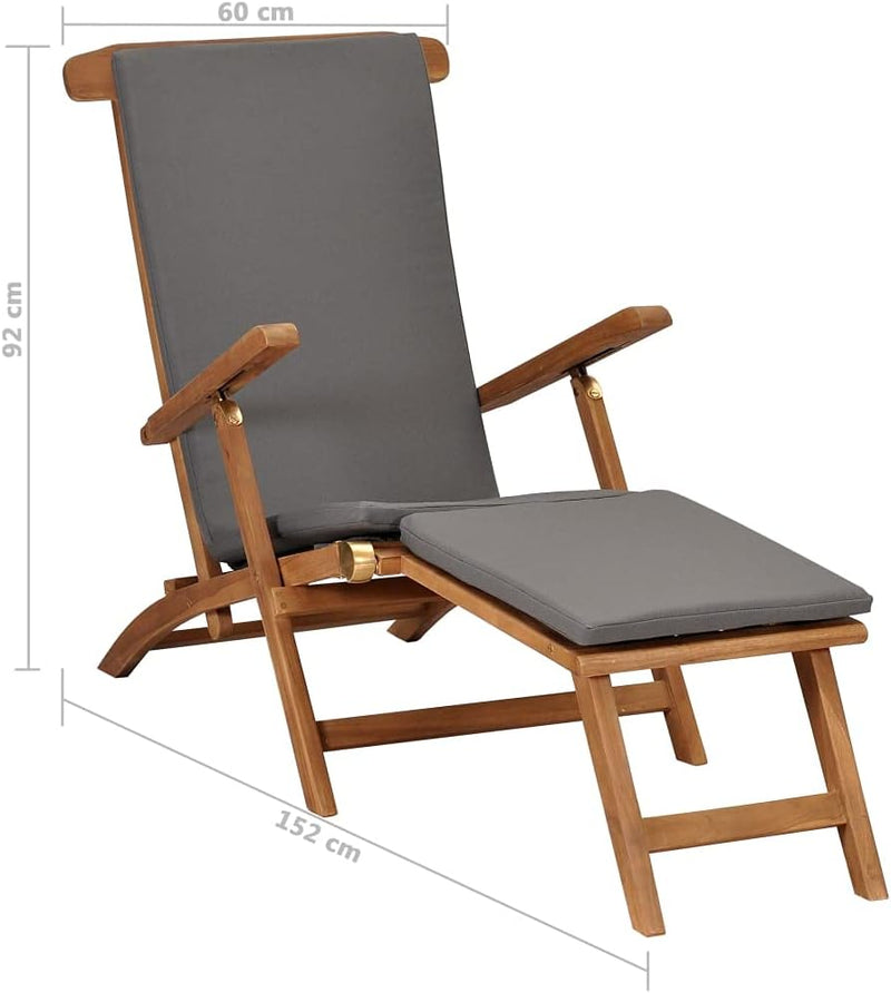 vidaXL Teak Massiv Liegestuhl mit Auflage Klappbar Sonnenliege Gartenliege Deckchair Gartenmöbel Hol