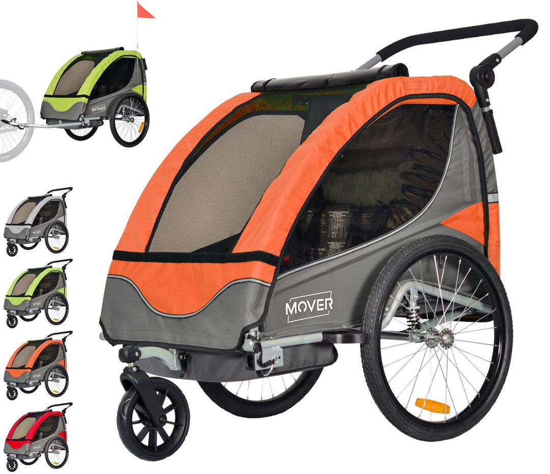 PAPILIOSHOP MOVER Anhänger Wagen und Kinderwagen für 1 oder 2 Kinder Orange, Orange
